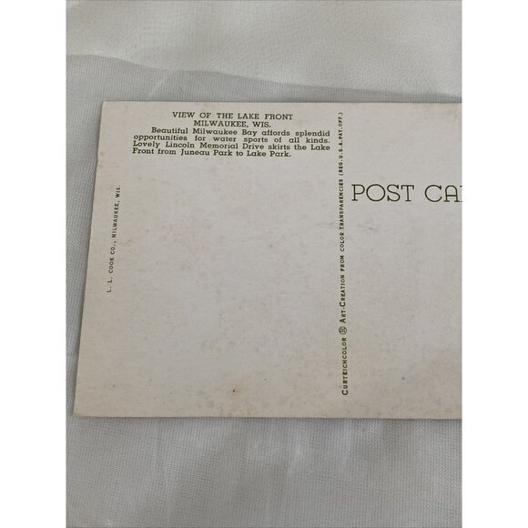 Vintage Postcard View of the Lake Front Milwaukee Bay Wisconsin Unposted - Picture 6 of 9